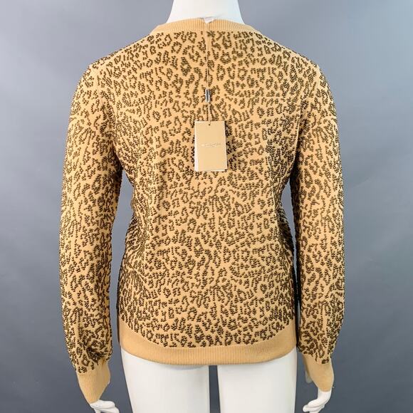 MICHAEL KORS COLLECTION Size L Tan Copper Cashmere Studded Animal Print Sweater - Picture 4 of 7